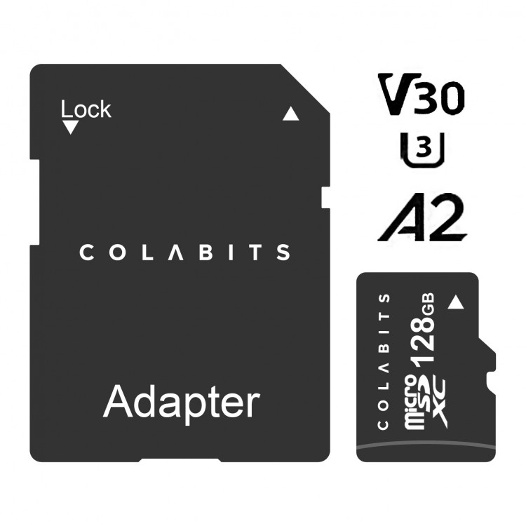 Tarjeta de Memoria Micro SD 128GB V30 U3 A2 + Adaptador